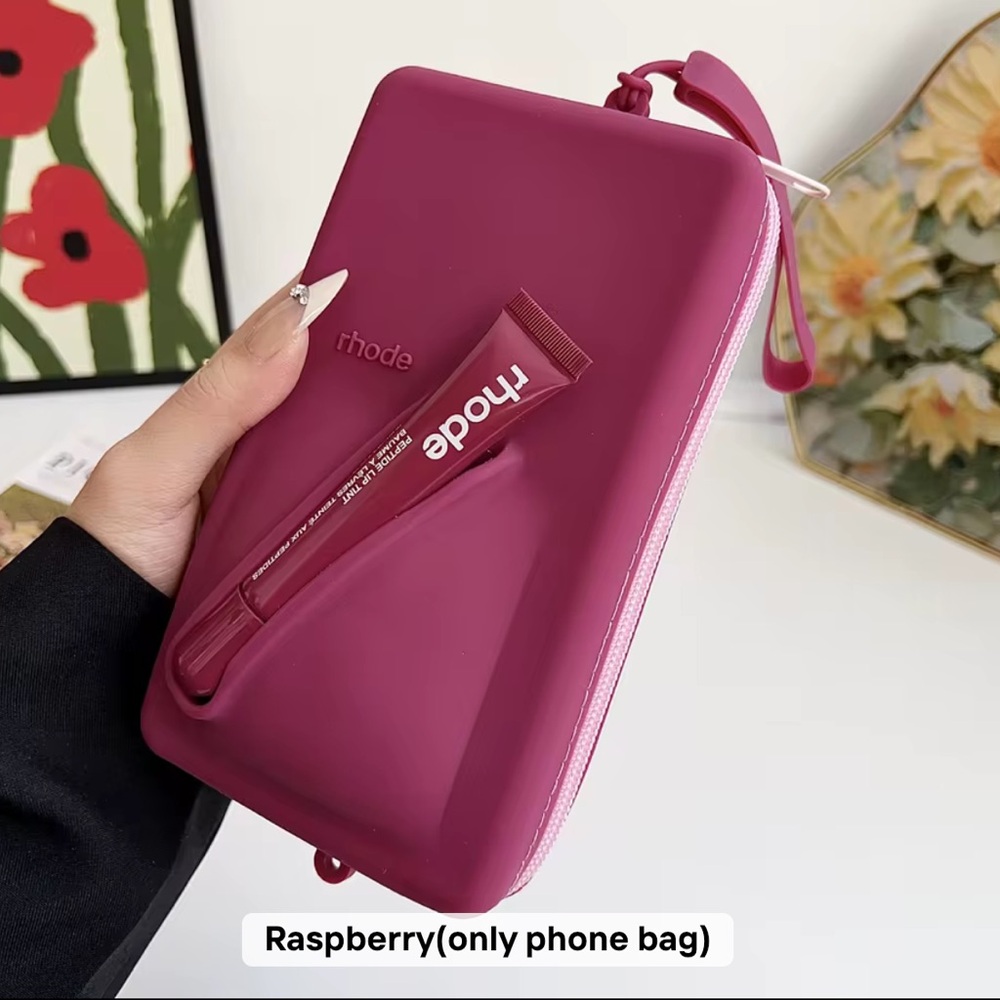 RHODE Raspberry Wristlet Clutch